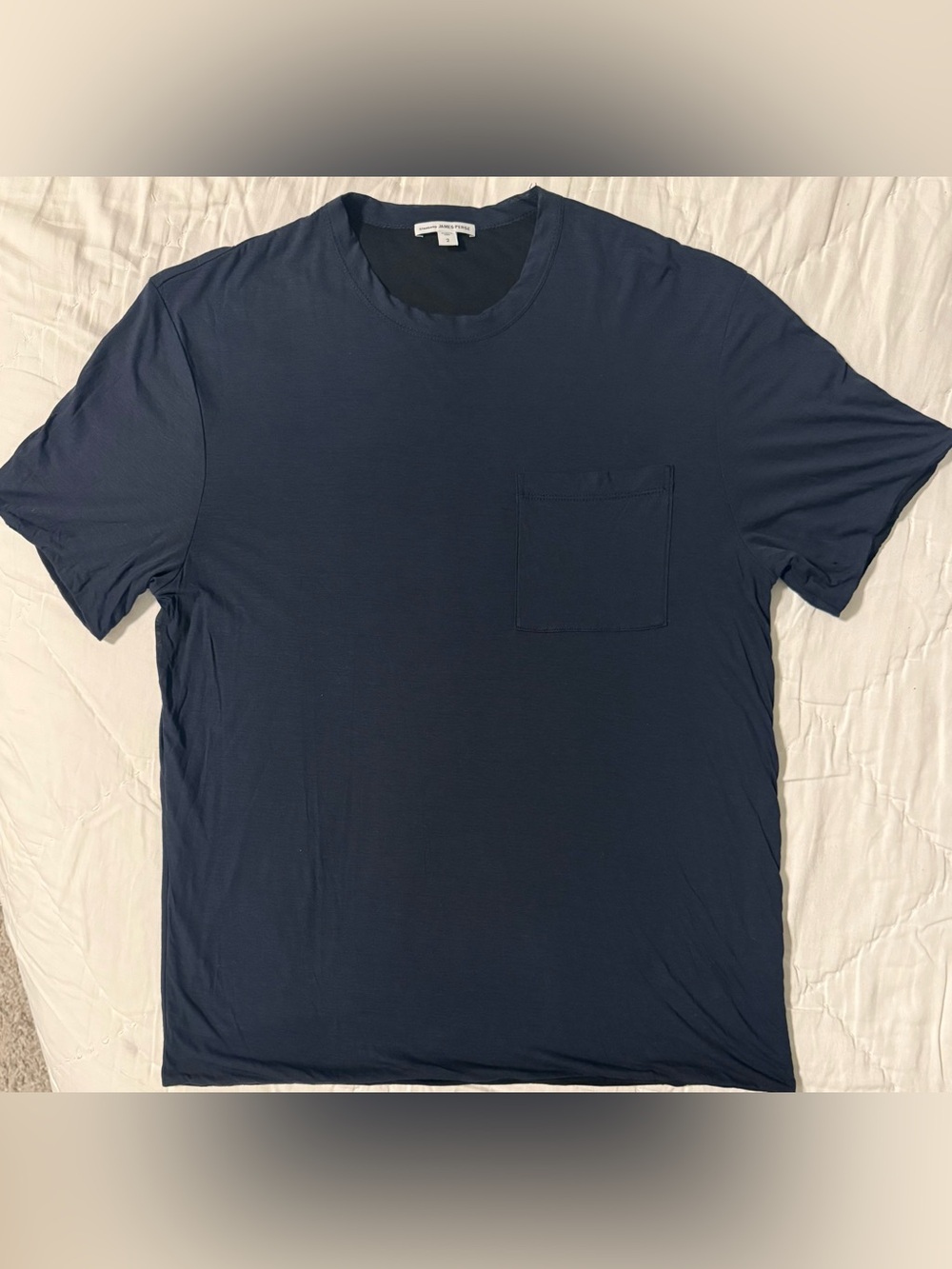 James Perse Standard Pocket Tee Navy Blue Crew Neck T-Shirt Size 2 Made USA - Picture 4 of 10